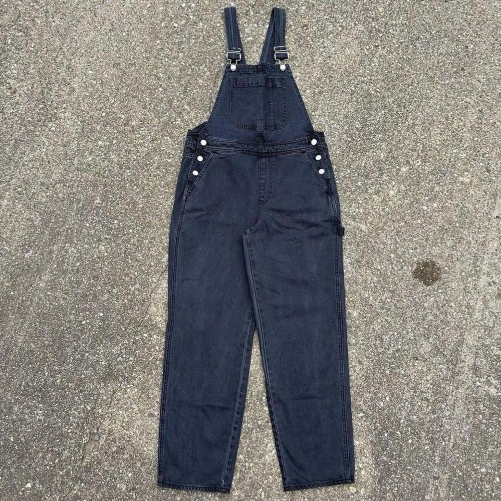 J‎ Crew Slouchy Boyfriend Overalls Womens Medium Black Denim Loose Fit Jumpsuit